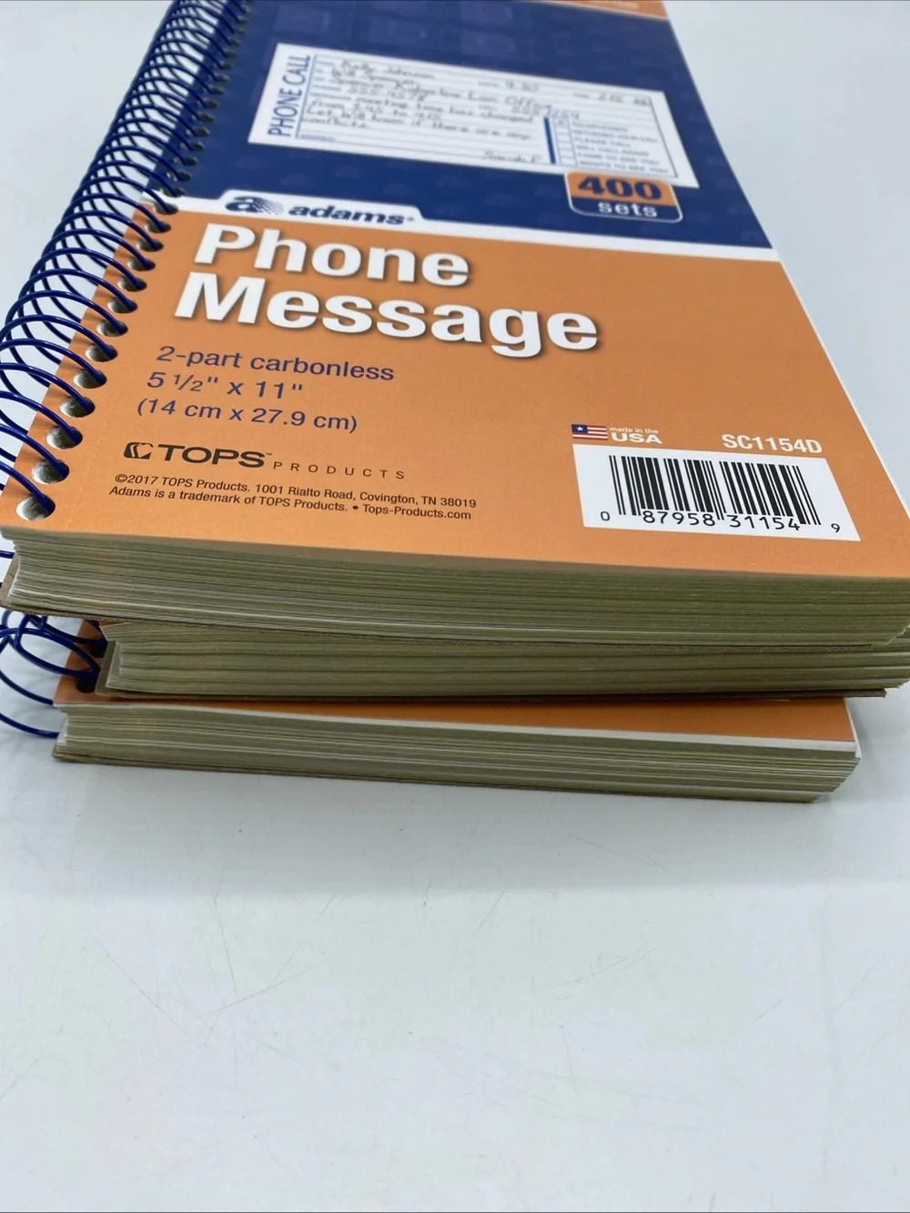 Message Book Phone Call Carbonless Duplicate 5.5x11” 3 Pack Adam’s SC1154D
